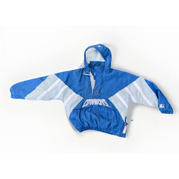 Vintage 90’s Starter Dallas Cowboys Jacket Pullover Size XL Puffer Quarter  Zip